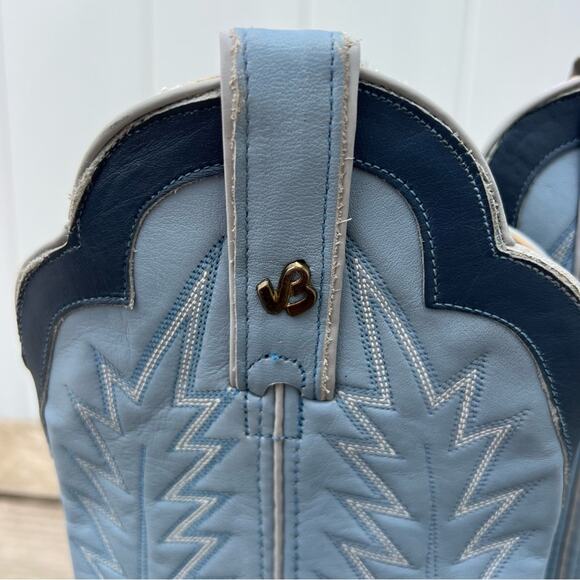 Vintage Jeenz Bootz Stiletto Heel Blue Cowgirl Western Boots 6 1/2 M - Picture 2 of 12